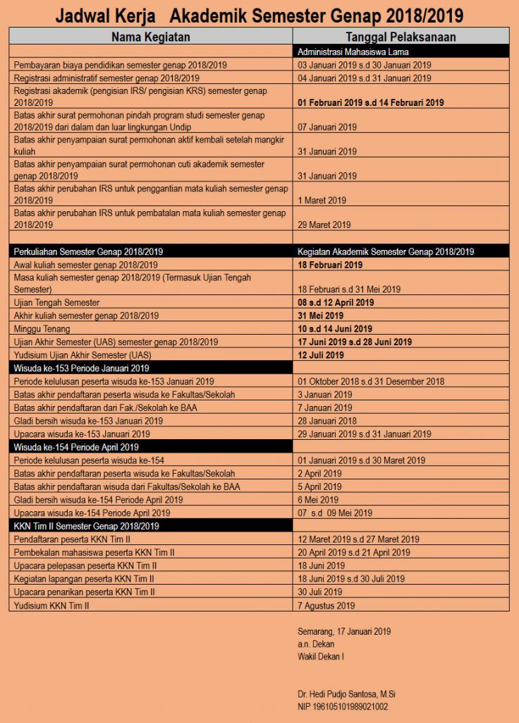 Kalender Akademik - Faculty of Social and Political Sciences