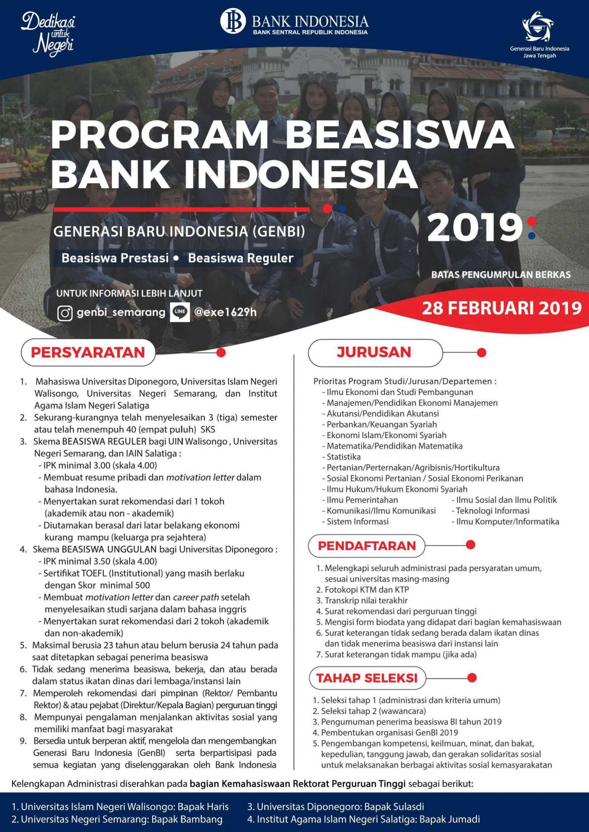 Program Beasiswa Bank Indonesia - Genbi 2019 - Fisip Undip