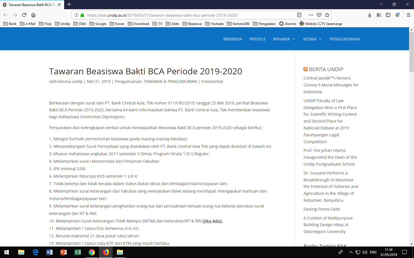 Tawaran Beasiswa Bakti BCA Periode 2019-2020 - Faculty Of Social And ...