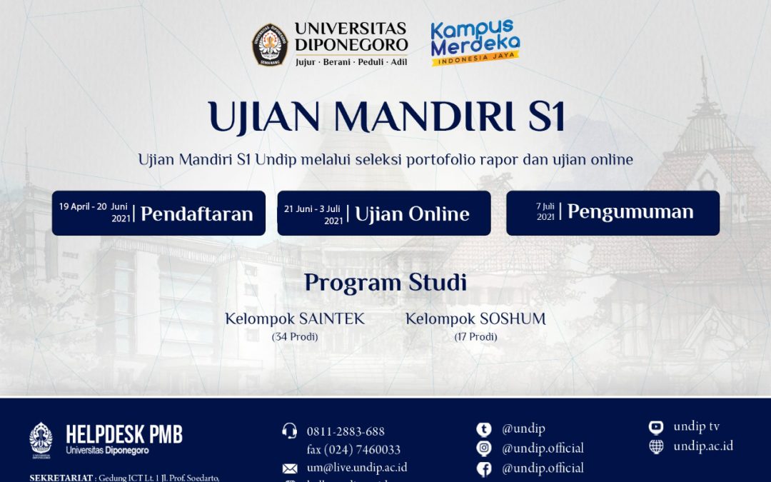 Universitas Diponegoro Perpanjang Pendaftaran Mahasiswa Baru Jalur Mandiri