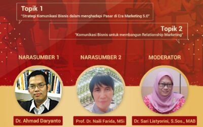 Kuliah Umum Komunikasi Bisnis : Topik (Strategi Komunikasi Bisnis dalam menghadapi Pasar di Era Marketing 5.0) dan (Komunikasi Bisnis untuk membangun Relationship Marketing)