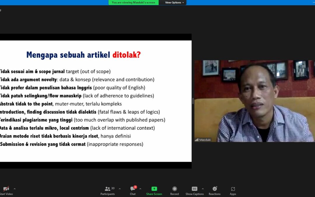 Doktor Ilmu Sosial Gelar Kuliah Dosen Tamu, Membangun Habitus Menulis Artikel Jurnal Internasional