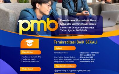 Pendaftaran Mahasiswa Baru Magister Administrasi Bisnis Semester Genap Gelombang I Tahun Akademik 2023/2024