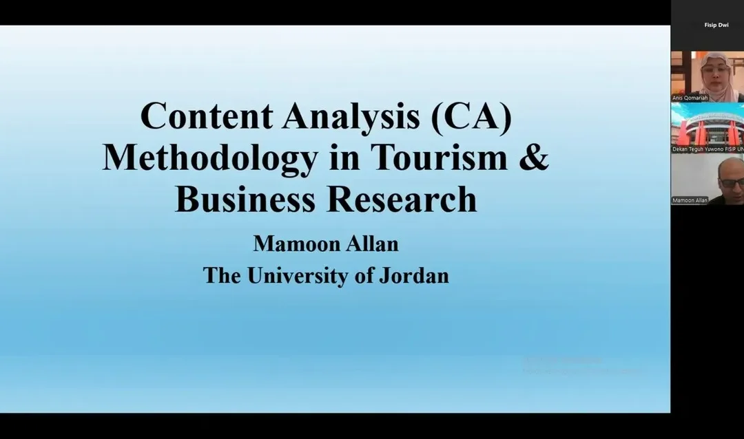 FISIP Gelar Workshop Internasional Metodologi Content Analysis untuk Riset Pariwisata dan Bisnis