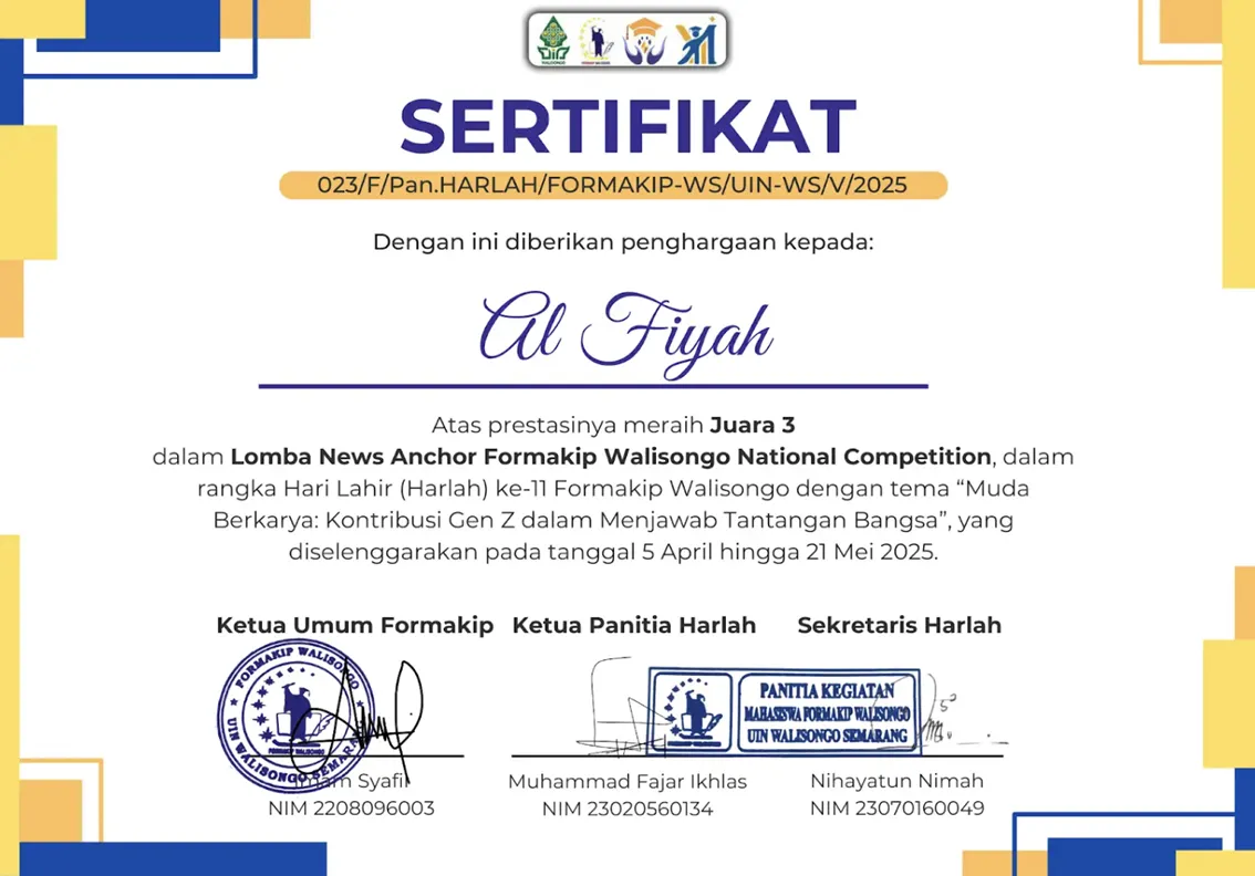 Mahasiswi FISIP Undip Raih Juara 3 News Anchor FWNC 2025