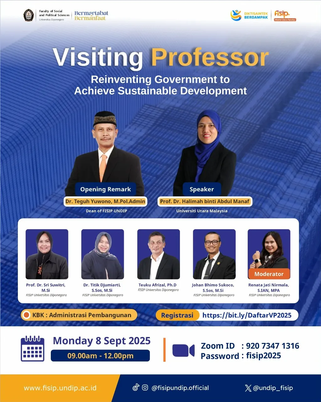 FISIP UNDIP Gelar Visiting Professor bersama Universiti Utara Malaysia Reinventing Government untuk SDGs
