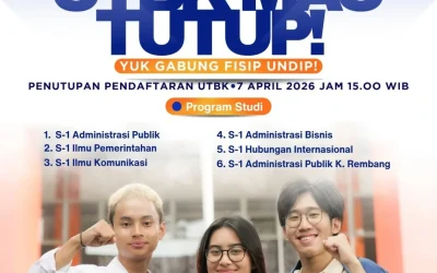 FISIP UNDIP Reminds Prospective Students: UTBK Registration Closes Today, April 7, 2026 at 3:00 PM WIB